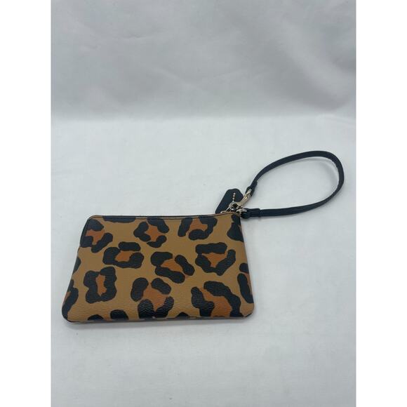 Coach Tan & Black Ocelot Print Coated Canvas Wristlet - Picture 4 of 11